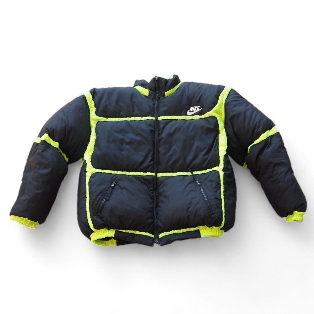 Nike Vintage Early 90s‎ USA Duck Down Puffer Jacket Black / Neon Yellow Men's XL